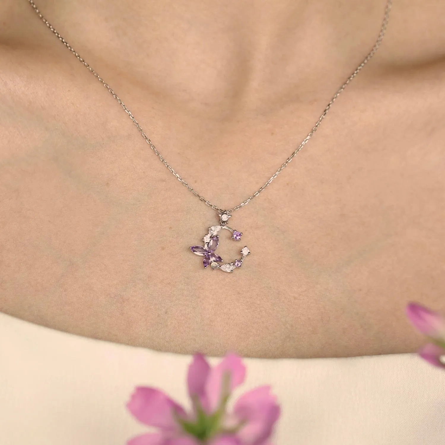 Monarch Butterfly Amethyst Opal Ring and Necklace Set