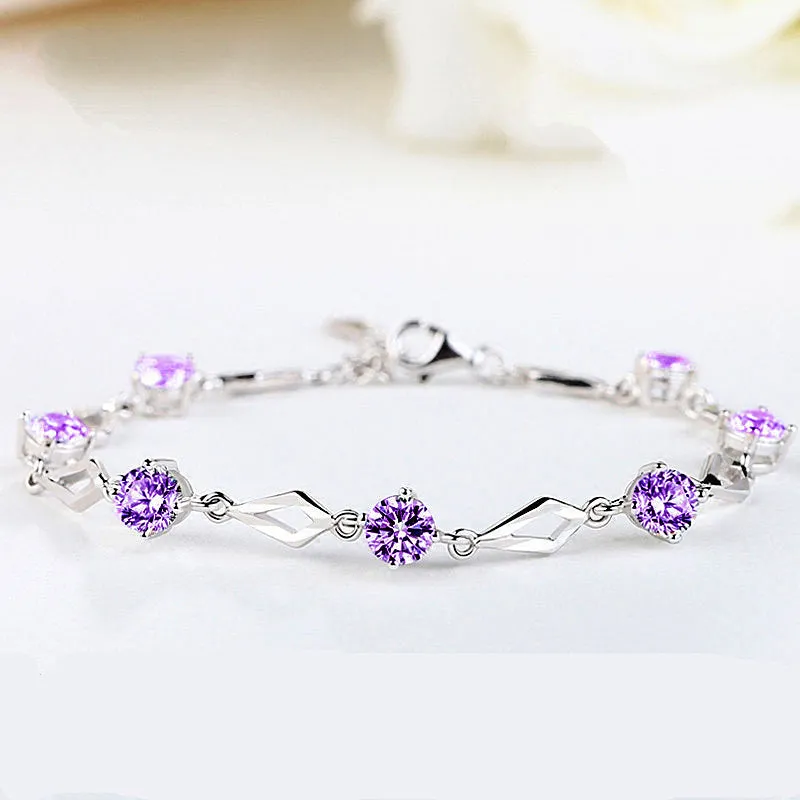 Moonlit Forest Sterling Silver Bracelet with Tassel and Zircon Gems