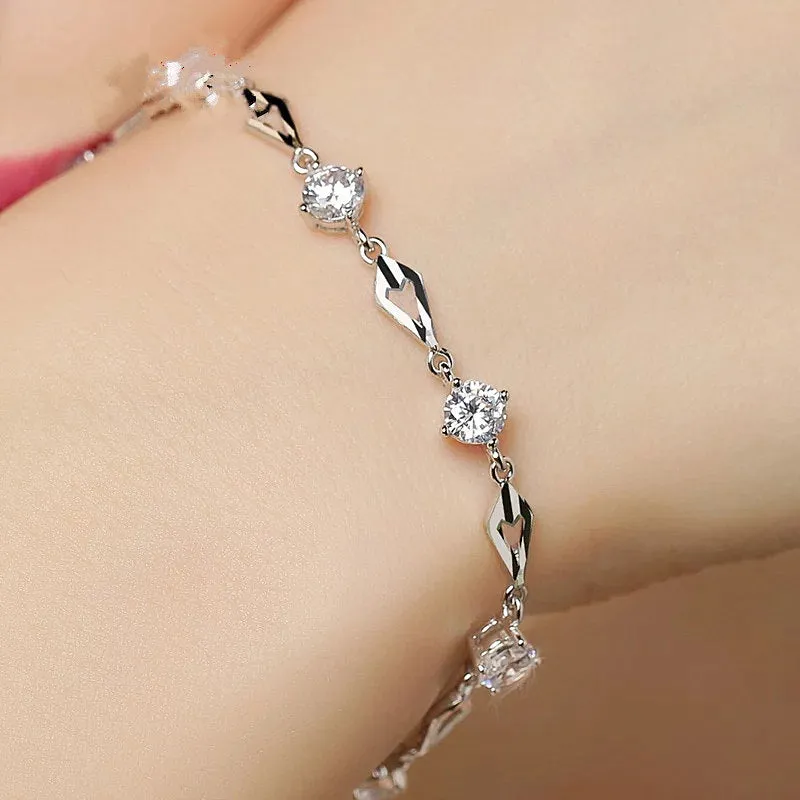 Moonlit Forest Sterling Silver Bracelet with Tassel and Zircon Gems