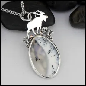 Moose Pendant with Dendritic Opal
