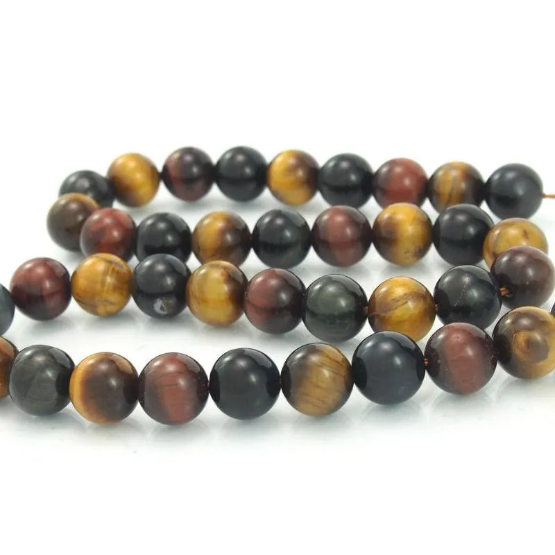 Multi-Colored Tiger's Eye Smooth Rounds 10mm Bead Strand
