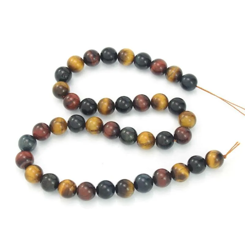 Multi-Colored Tiger's Eye Smooth Rounds 10mm Bead Strand