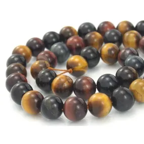Multi-Colored Tiger's Eye Smooth Rounds 10mm Bead Strand