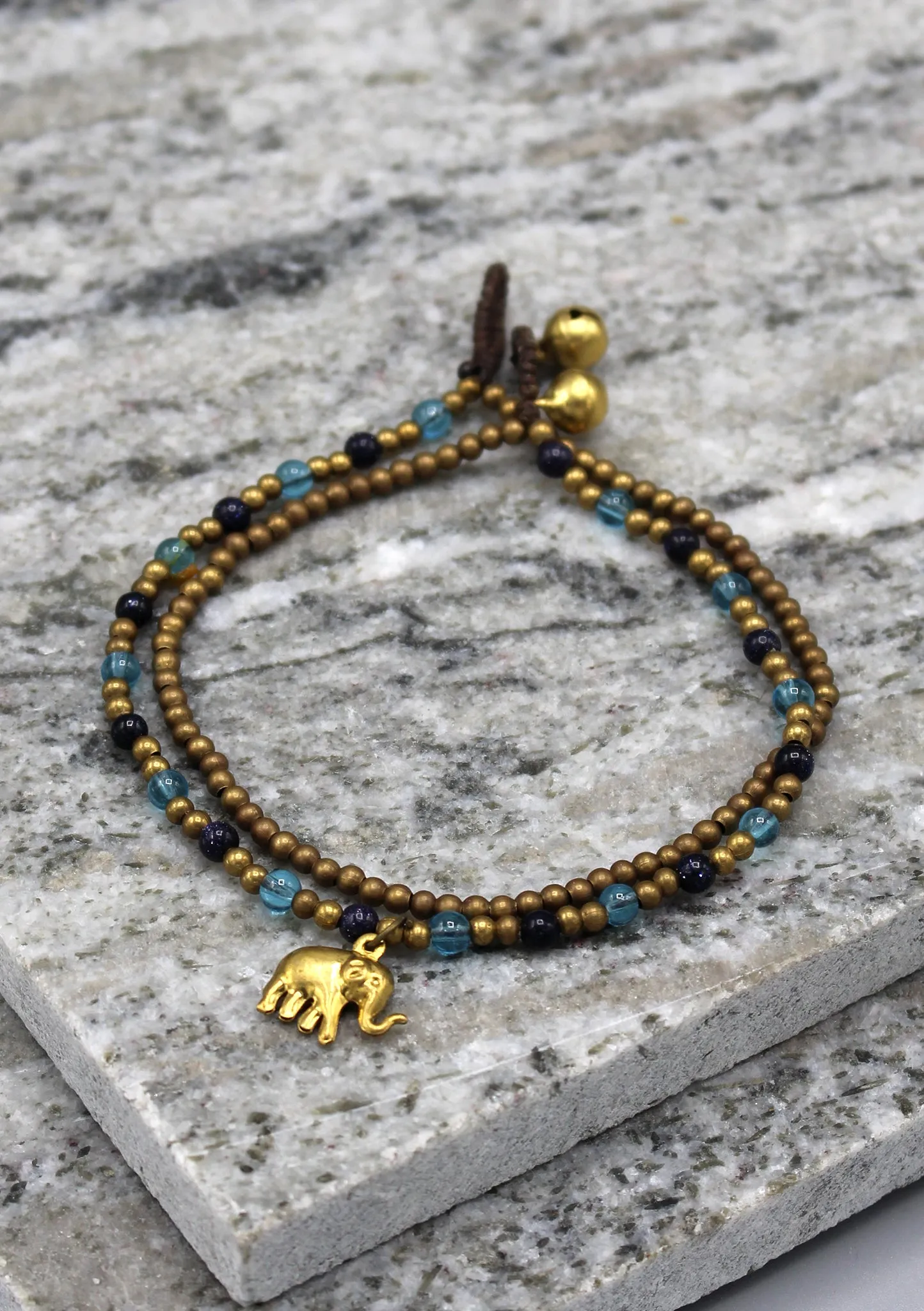 Multicolor Glass Beads Elephant Charm Anklet