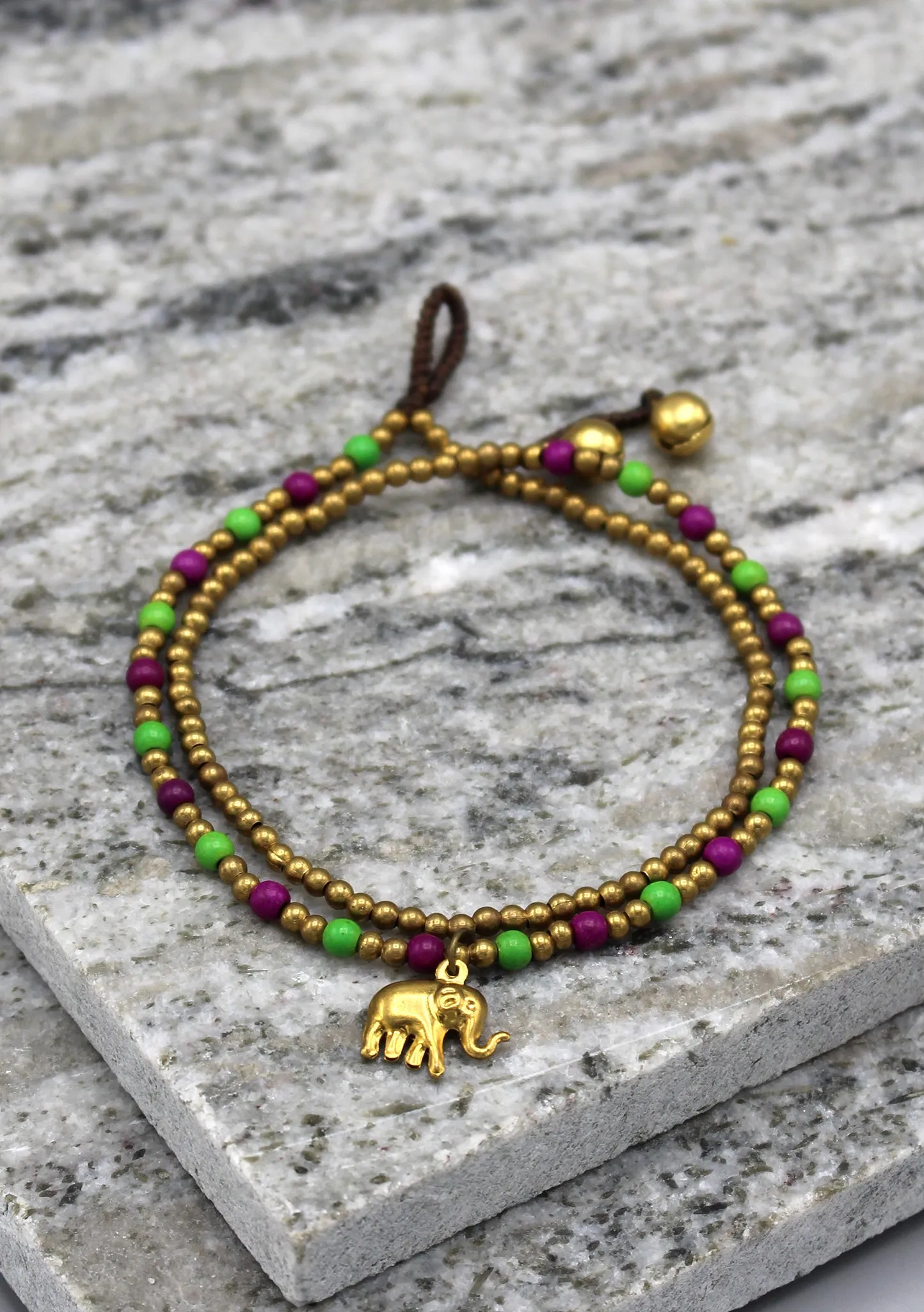 Multicolor Glass Beads Elephant Charm Anklet