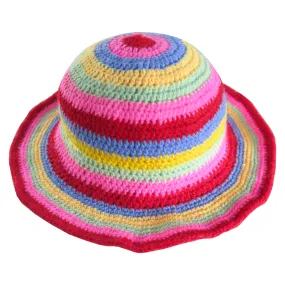 Multicolour Striped Crochet Bucket Hat