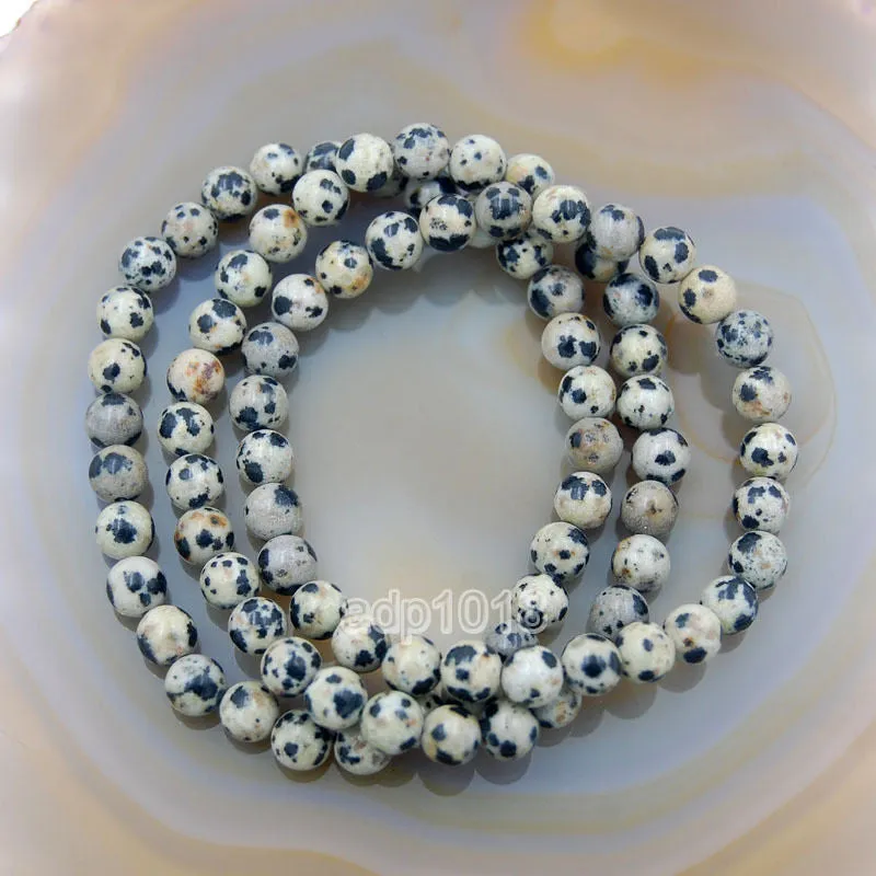 Natural Dalmation Jasper Gemstone Beads Stretch Bracelet Healing Reiki