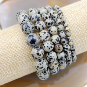 Natural Dalmation Jasper Gemstone Beads Stretch Bracelet Healing Reiki