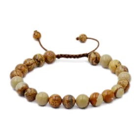 Natural Picture Jasper 8mm Gemstone Healing Power Crystal Adjustable Macrame Bracelet