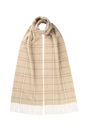 Natural Windowpane Cashmere Scarf