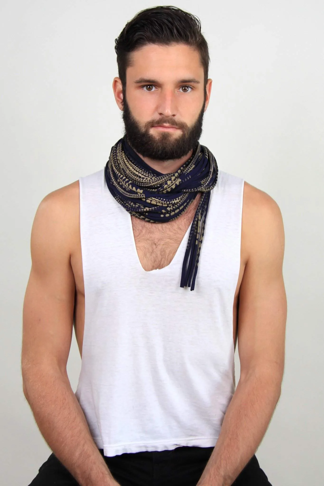 Necklush Cowl Scarf / Navy Blue & Gold / Unisex