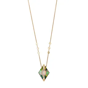 PAVE OPAL   GREEN AND WHITE OPAL INLAY KITE NECKLACE