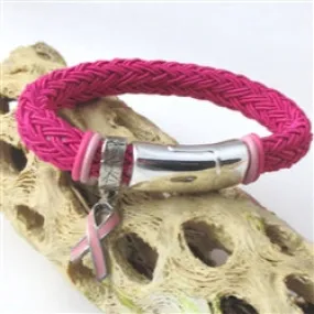 Pink Charm Awareness Bracelet in Cotton Cord