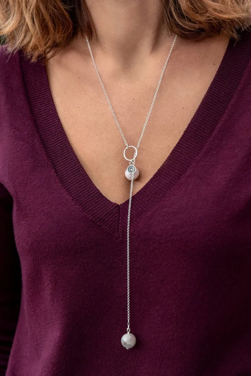 Pink Quartz Silver Necklace "Tenderness"
