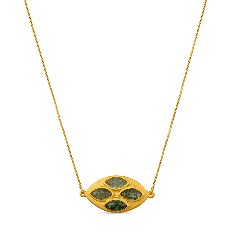 Primrose Necklace - Green Strawberry Quartz
