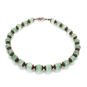 "Dream" Green Agate or Aventurine with Antique Copper Necklace
