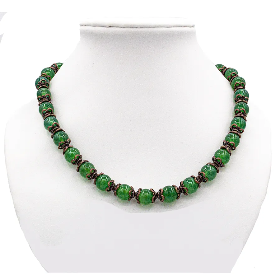 "Dream" Green Agate or Aventurine with Antique Copper Necklace