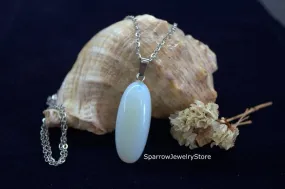 Rainbow moonstone opalite pendant necklace Pear teardrop rainbow white opal jewelry Large teardrop opal pendant Personalized Bridal necklace