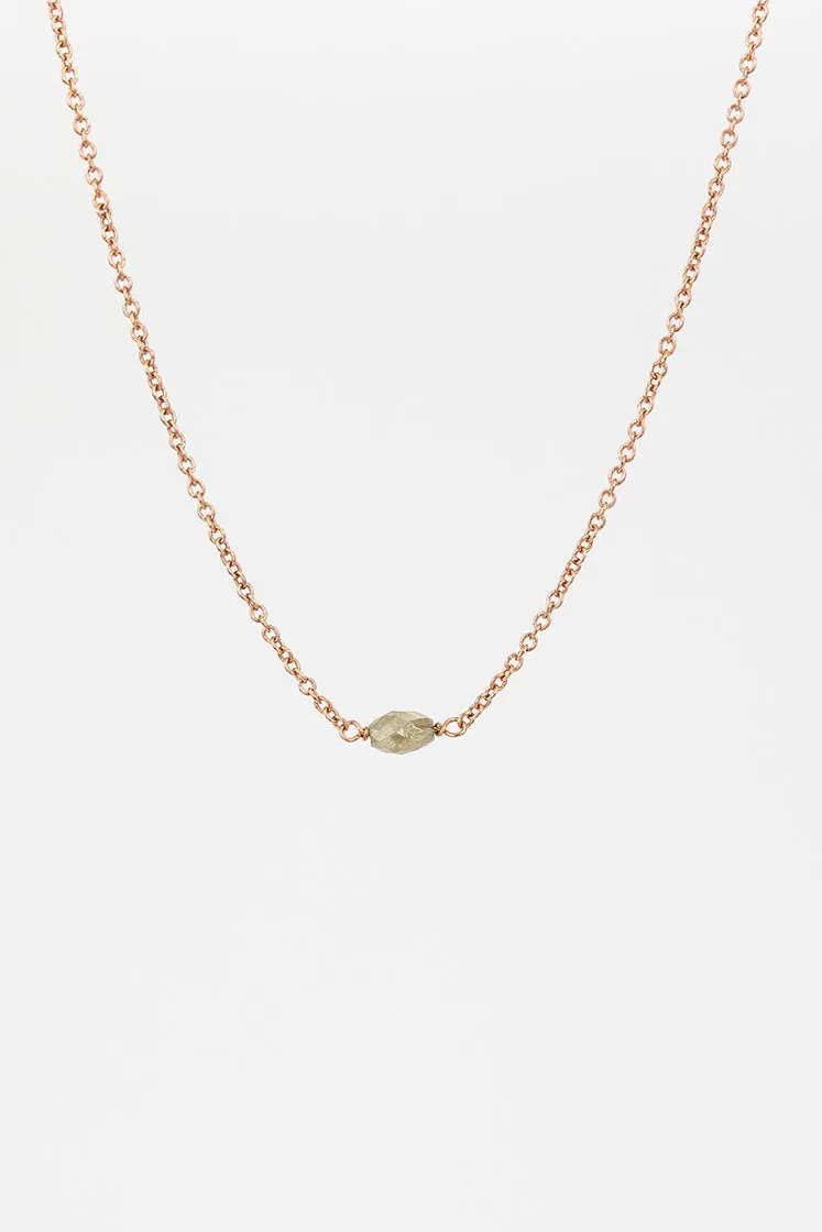 Raw Diamond Solitaire Necklace - 14k