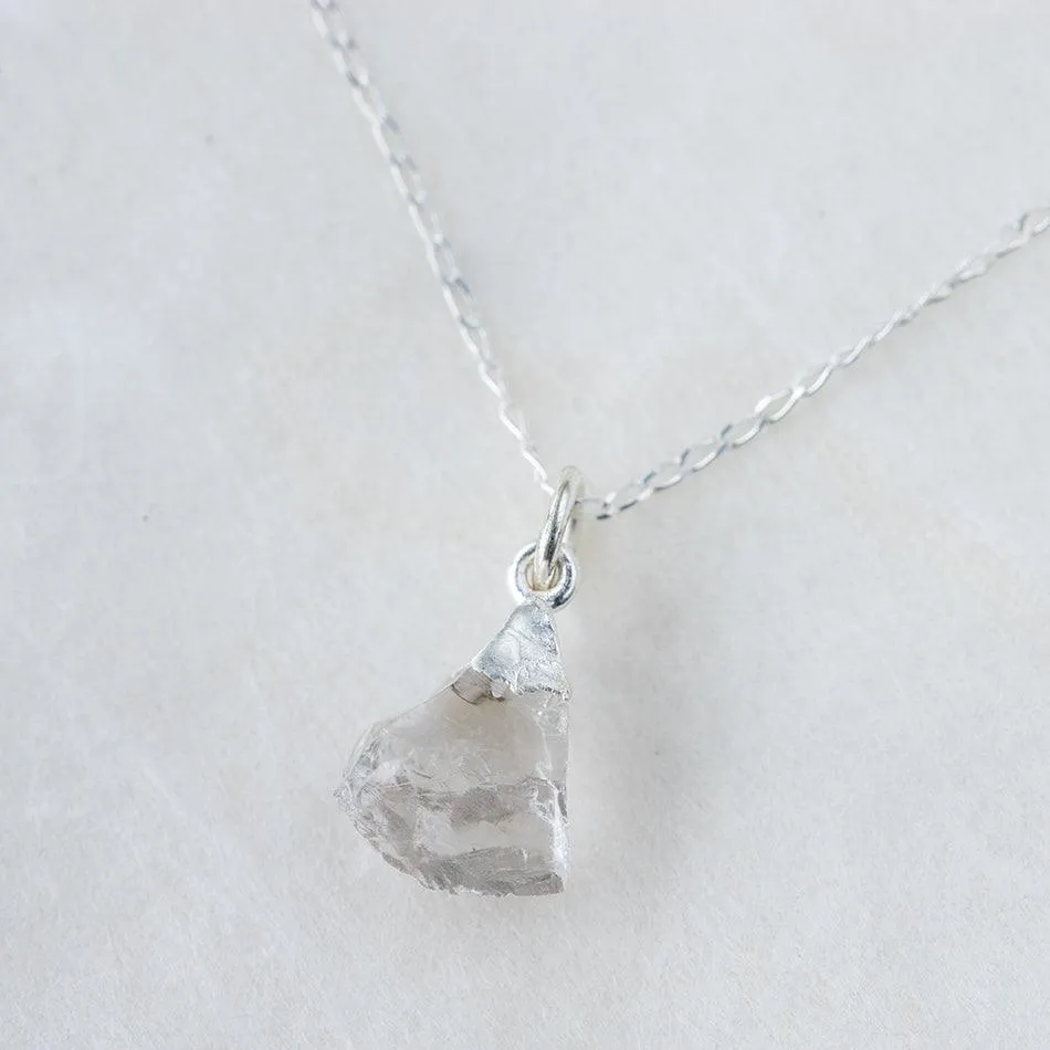 Raw Quartz Necklace Silver Dipped