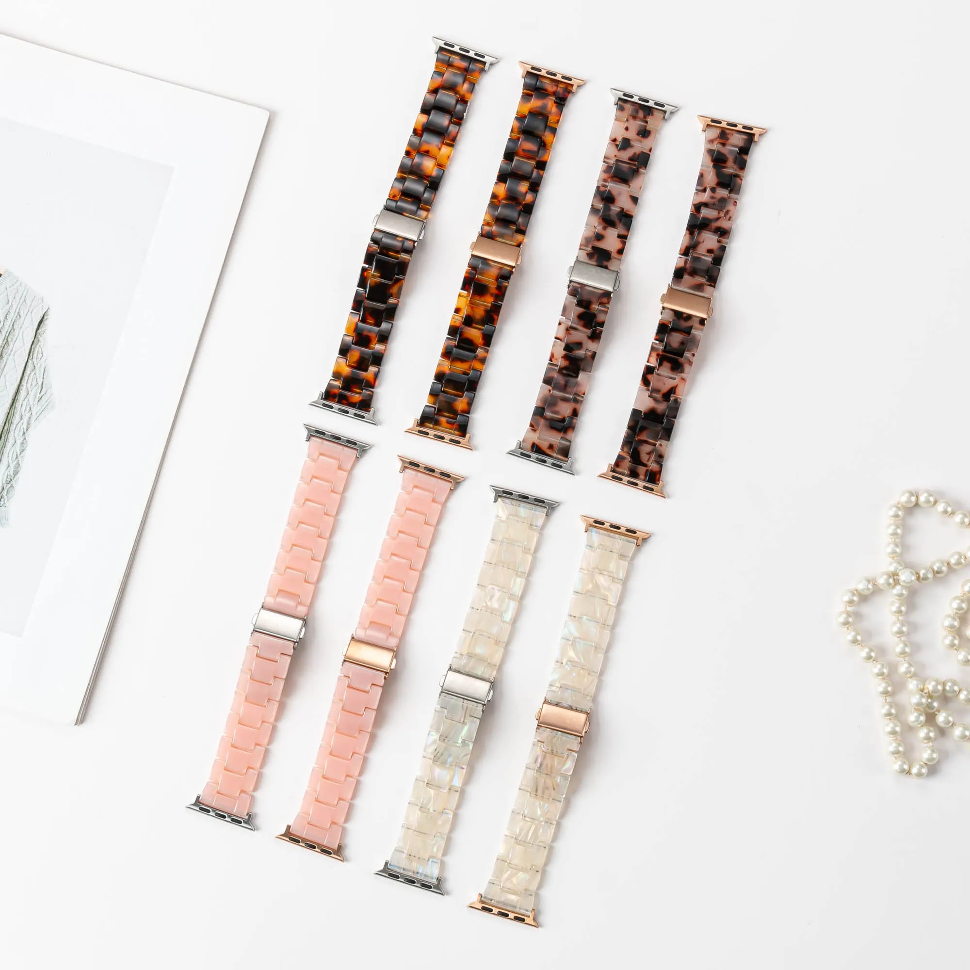 Resin Pink Strap / Rose Gold Buckle - 38mm, 40mm, 41mm