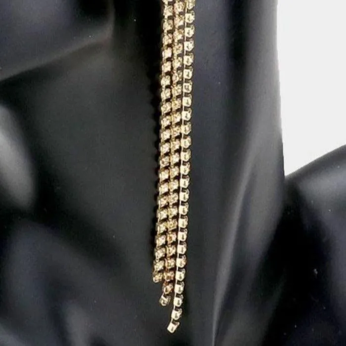 Rhinestone Lt Colored Topaz Long Dangle Earrings