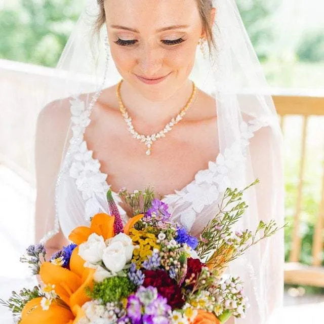 Rose Gold Bridal Crystal Teardrop Earrings - Megan
