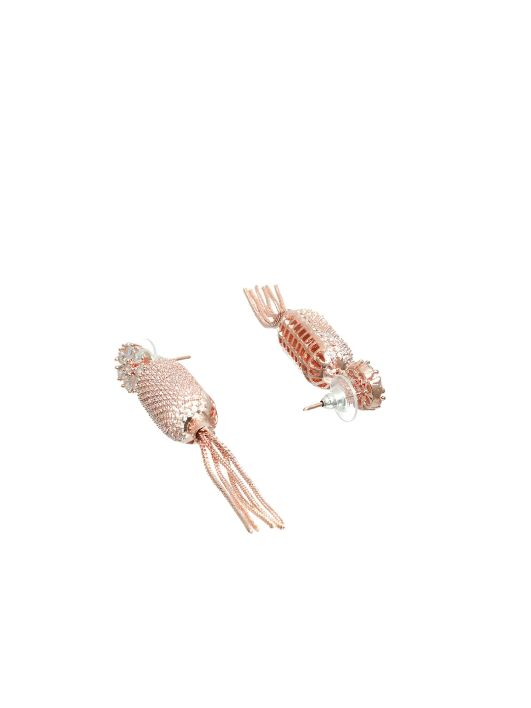 Rose Gold Plated American Diamond Drop Earrings
