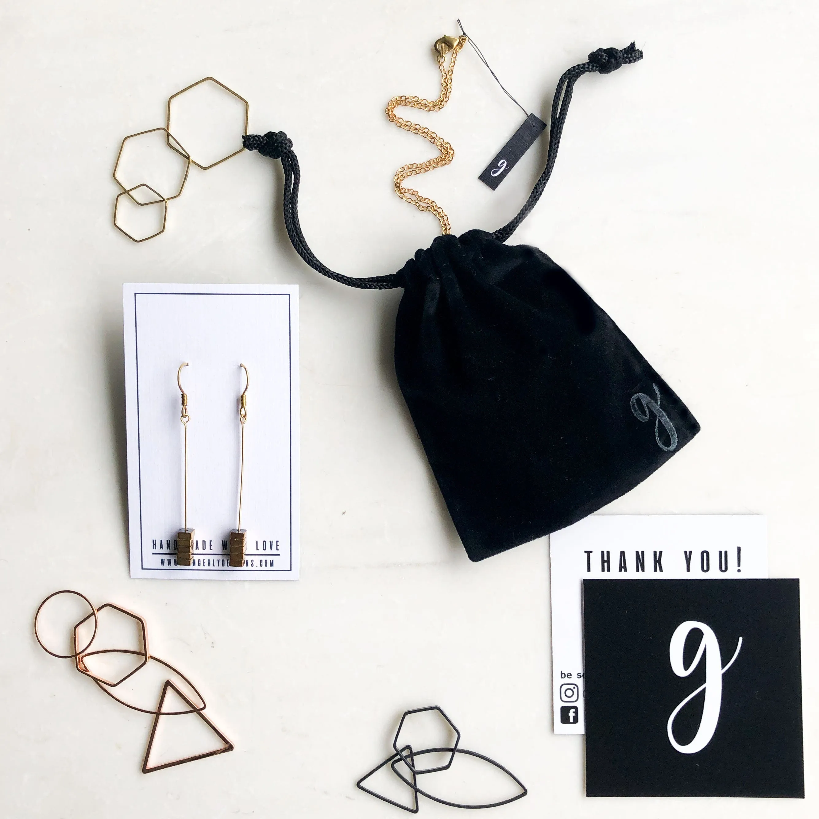 Rose Gold Triangle and Crystal Necklace
