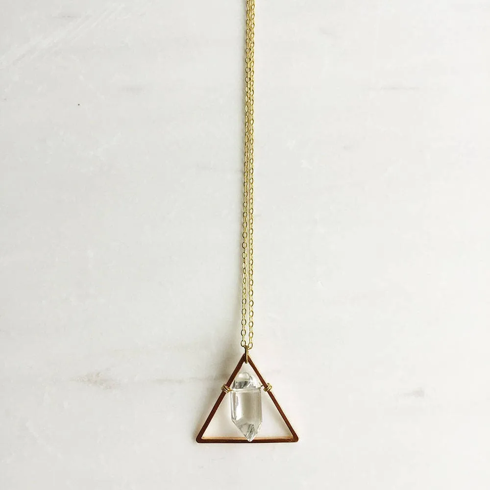 Rose Gold Triangle and Crystal Necklace