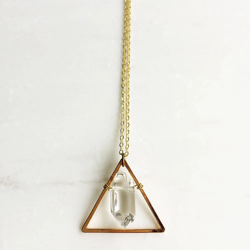 Rose Gold Triangle and Crystal Necklace