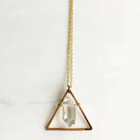 Rose Gold Triangle and Crystal Necklace