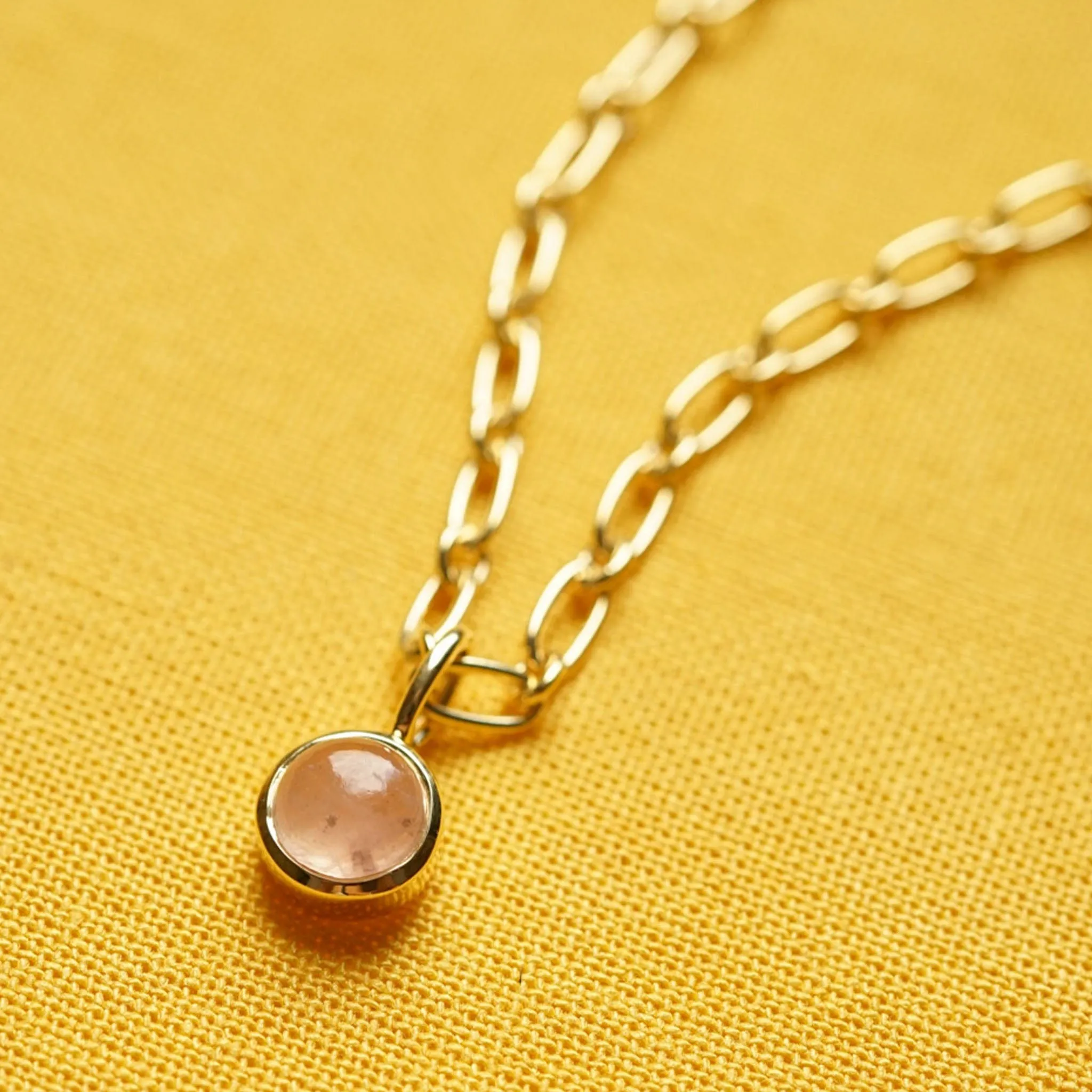 Rose Quartz Chunky Healing Stone Necklace 18ct Gold Plate