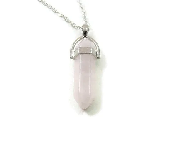 Rose Quartz Crystal Point Necklace