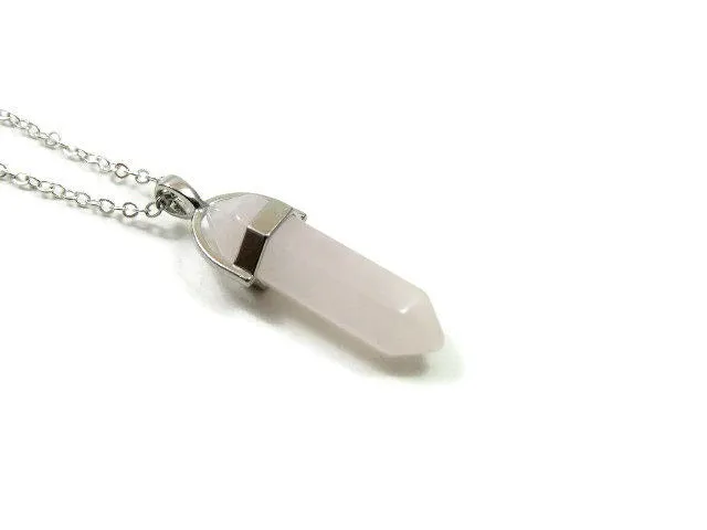 Rose Quartz Crystal Point Necklace