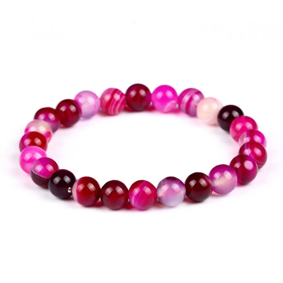 Rose Sardonyx Stone Bracelet for Men and Women
