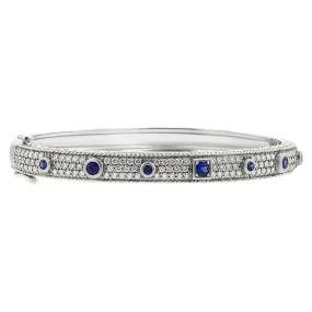 Round and Square Blue Sapphire Amulet Bangle