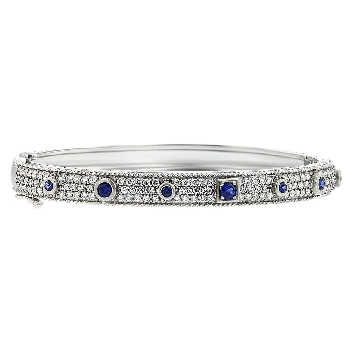 Round and Square Blue Sapphire Amulet Bangle