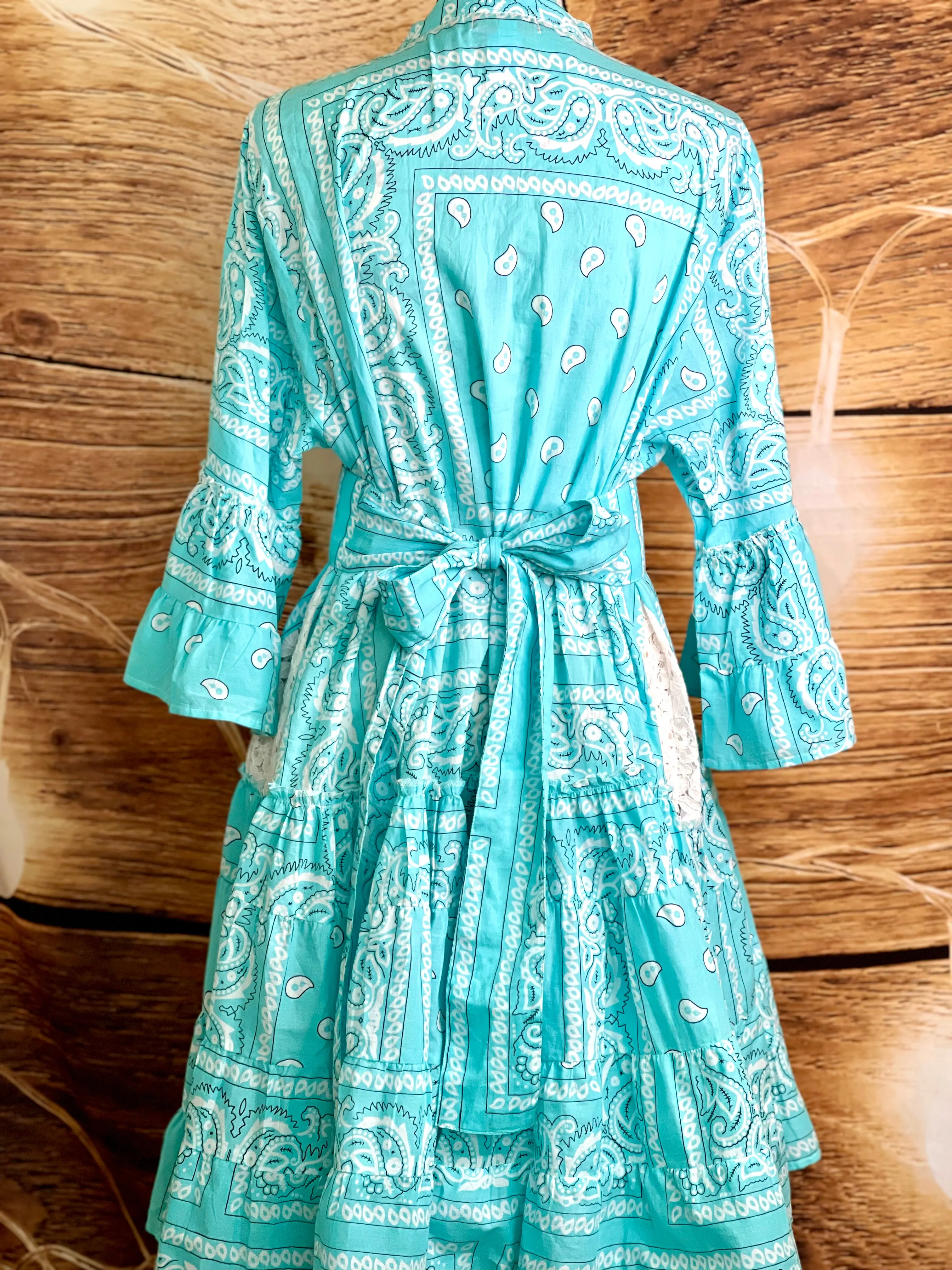 Ruffle Bandana Dress - Turquoise