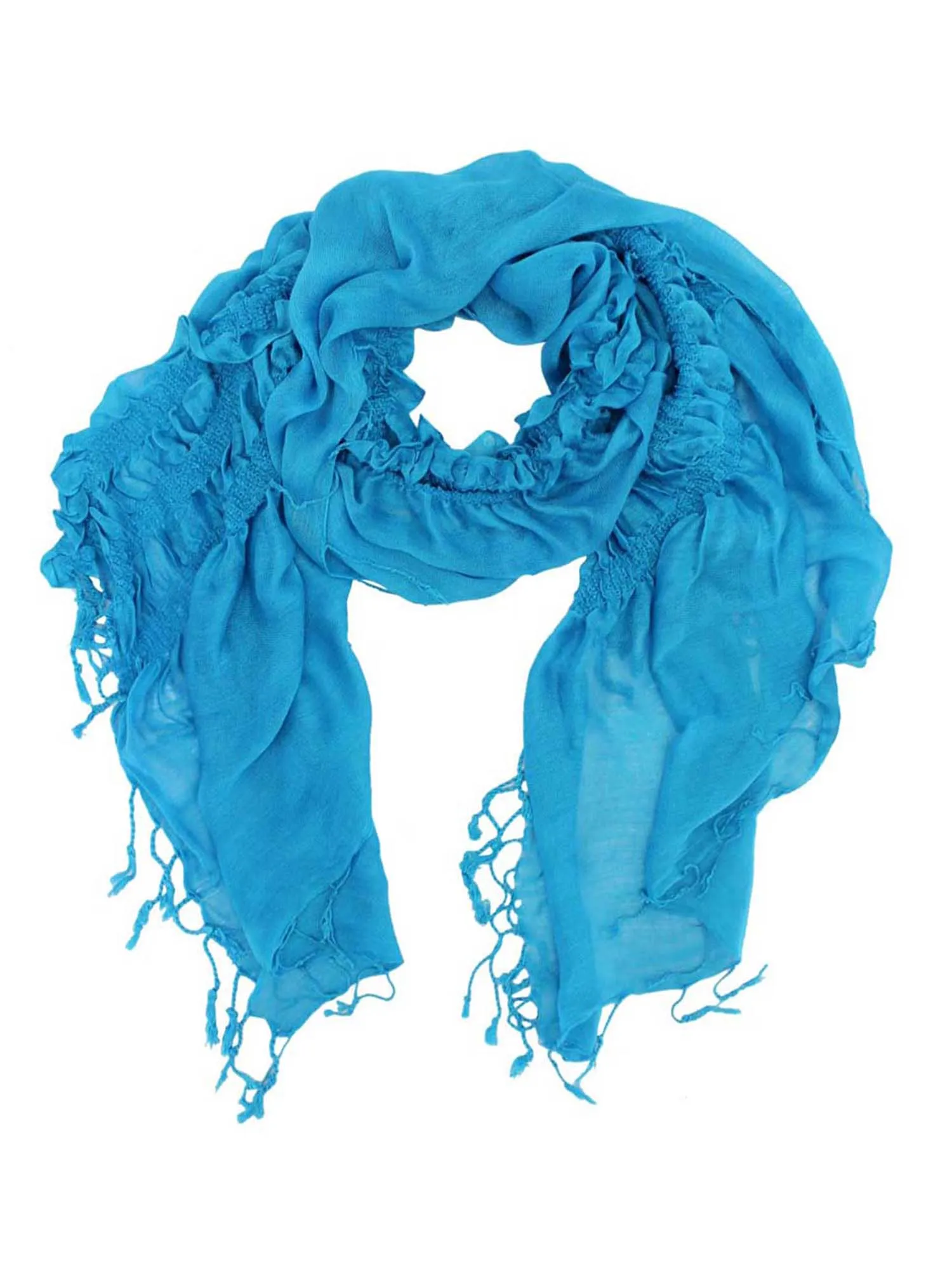 Ruffle Edge Shawl With Fringe