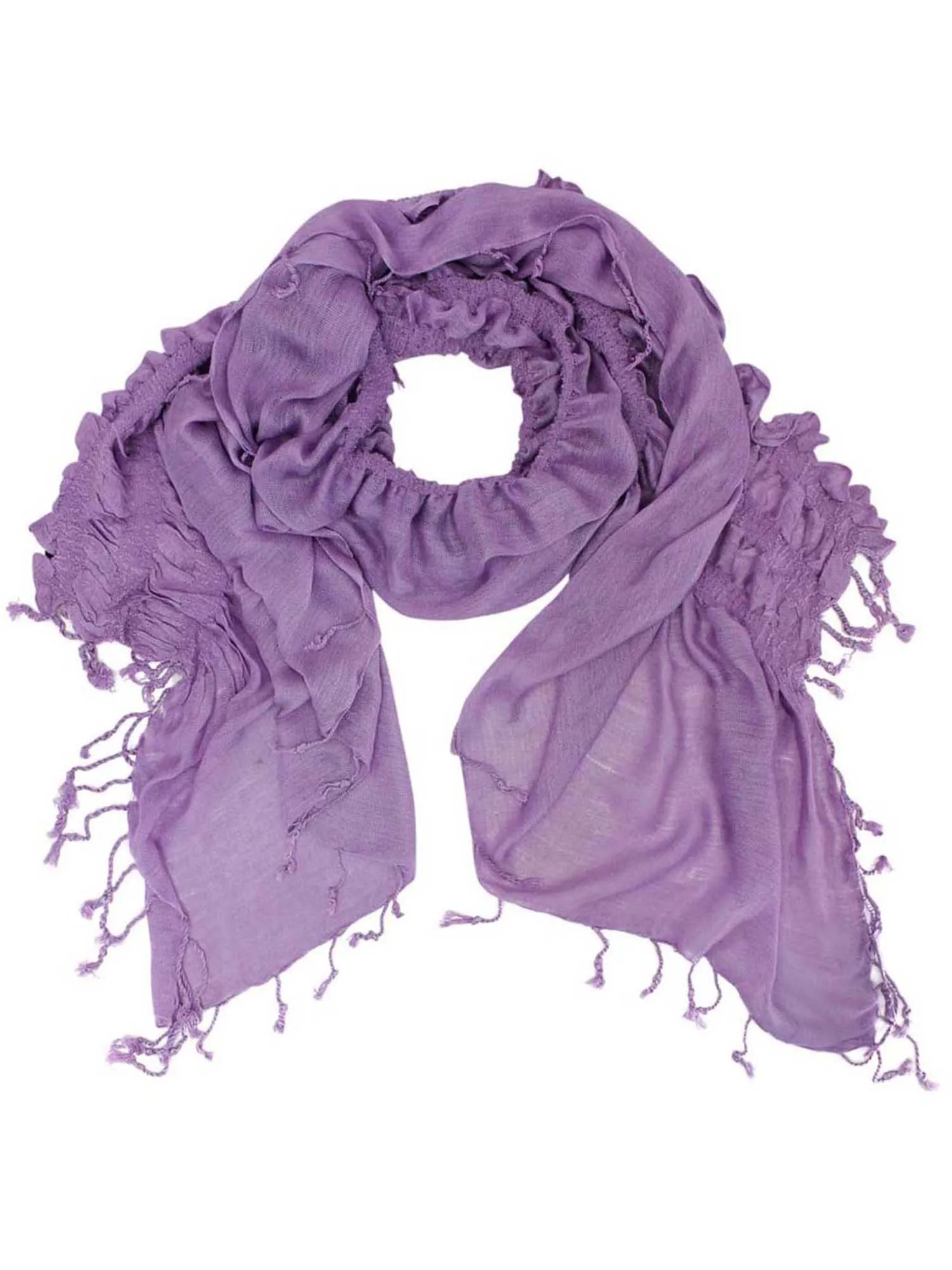 Ruffle Edge Shawl With Fringe