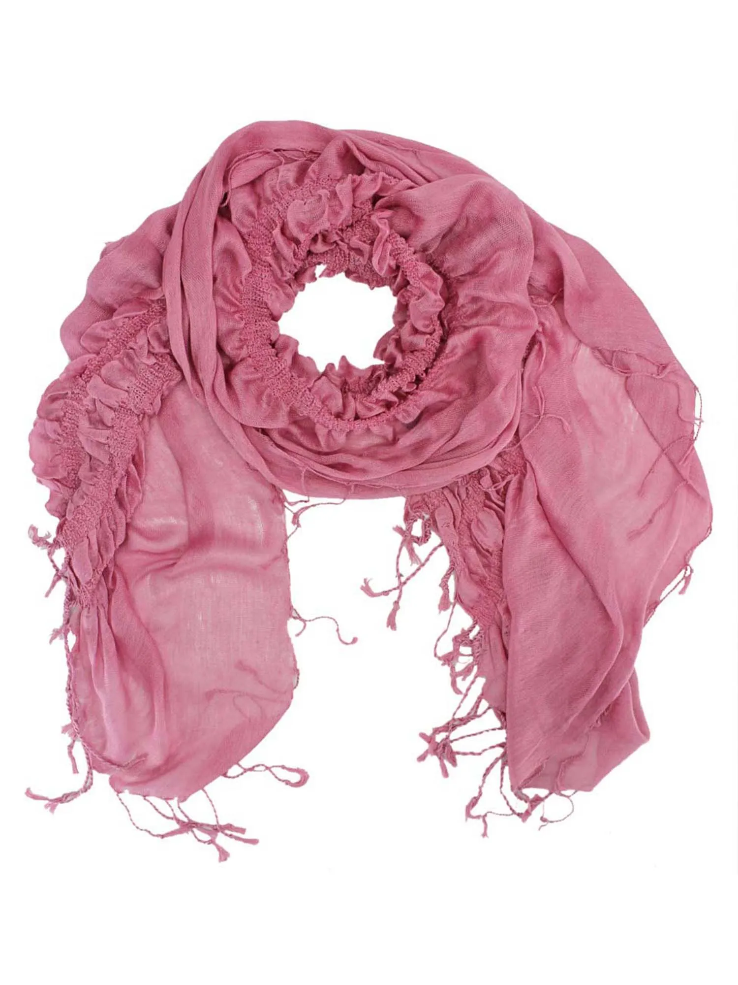 Ruffle Edge Shawl With Fringe