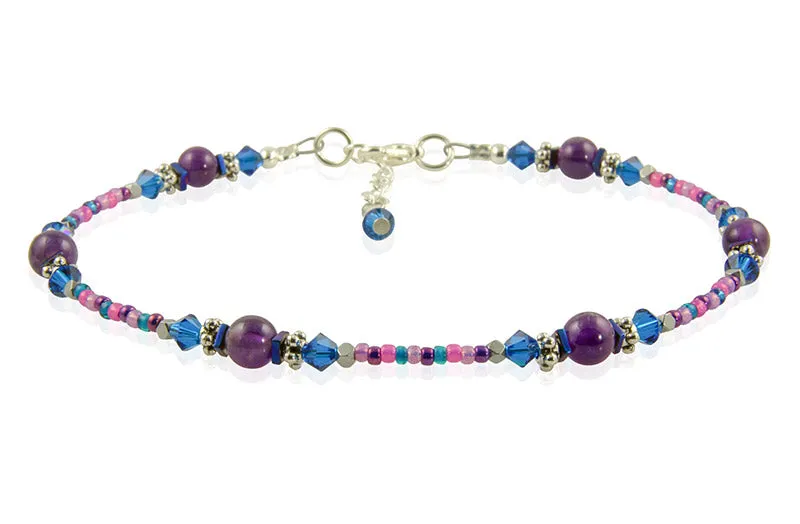 Sapphire Blue Amethyst Gemstone Anklet