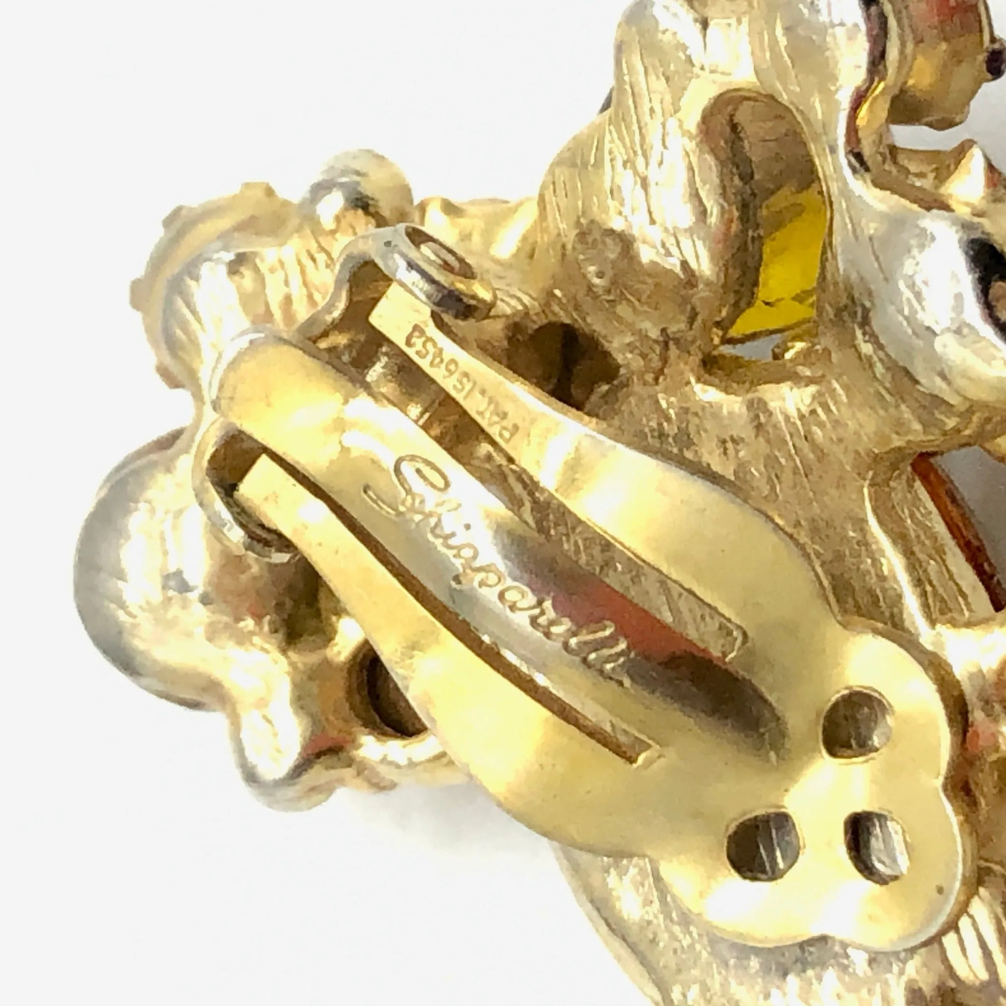 Schiaparelli Amber Pin and Earring Set