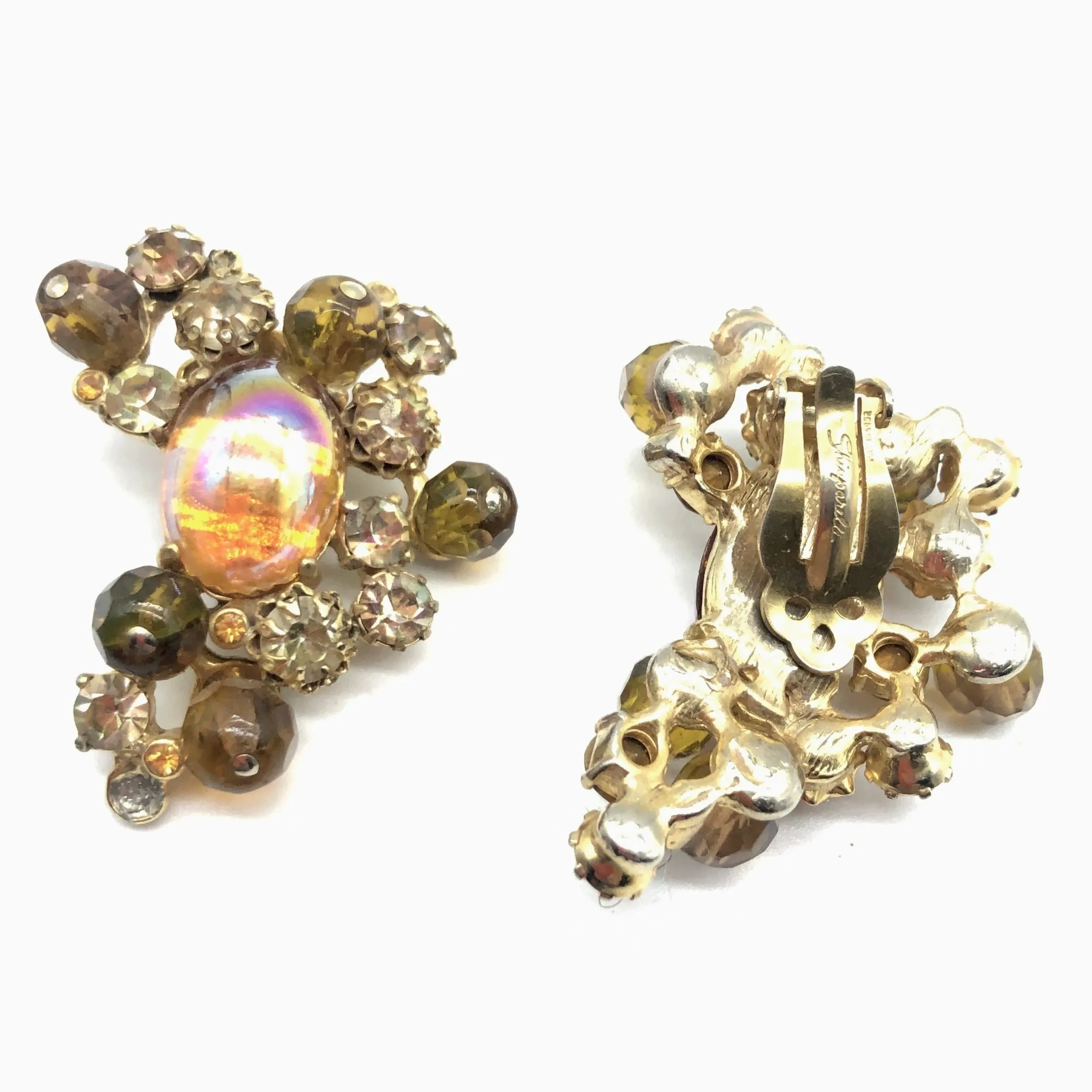 Schiaparelli Amber Pin and Earring Set