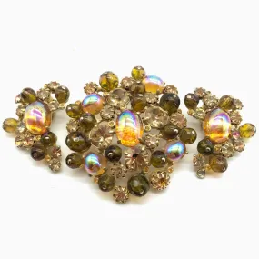 Schiaparelli Amber Pin and Earring Set
