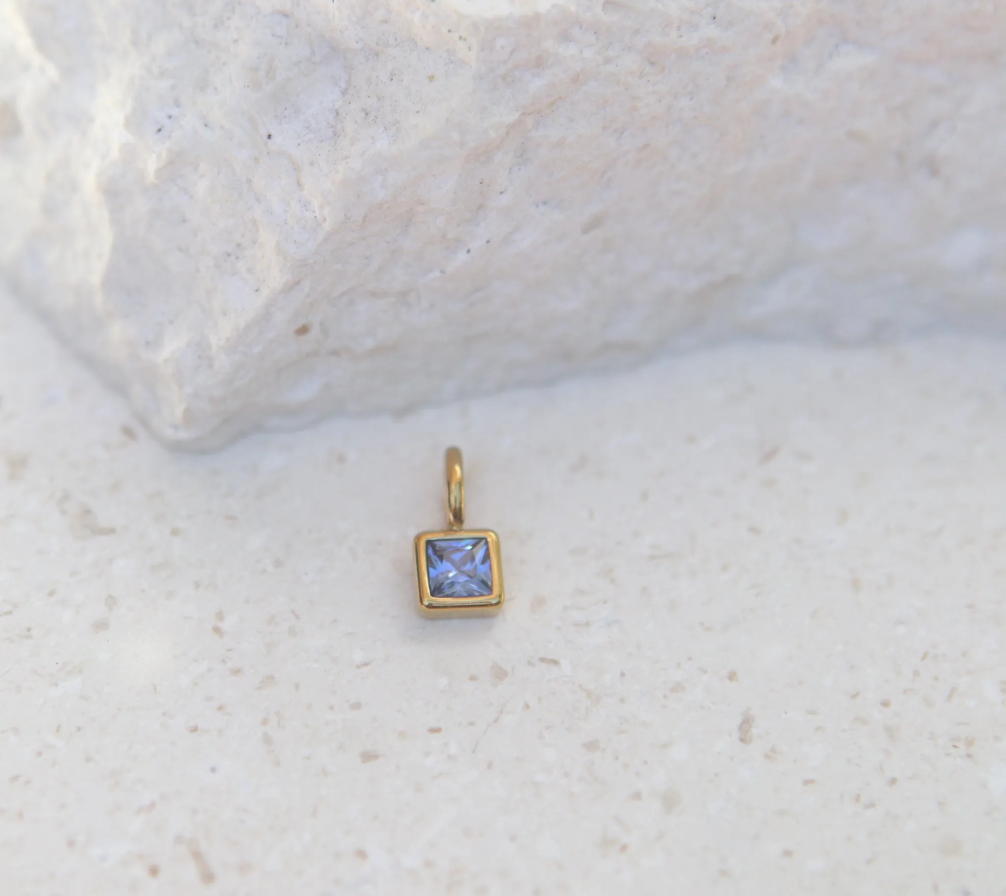 September Sapphire Square Charm