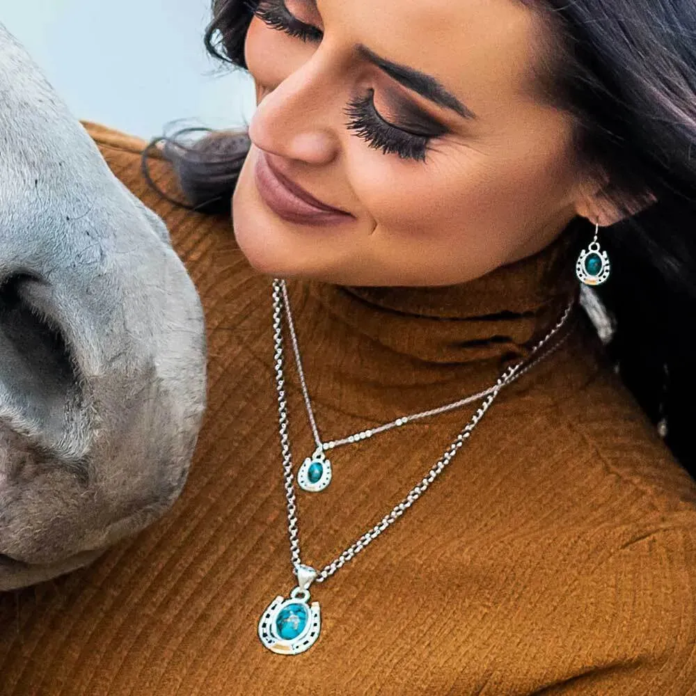 Set In Stone Gold & Turquoise Small Pendant Necklace