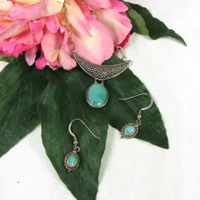 Sleeping Beauty Turquoise Pendant Necklace and Earrings