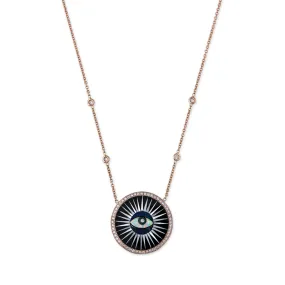 SMALL PAVE ONYX INLAY EYE NECKLACE